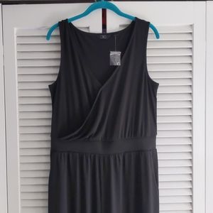 Black faux wrap wide leg jumpsuit romper large